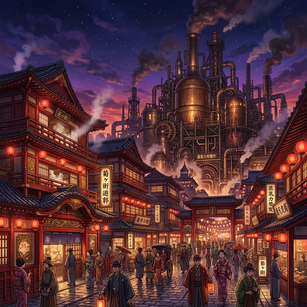 汽香街・蒸気遊郭の艶美と夜陰